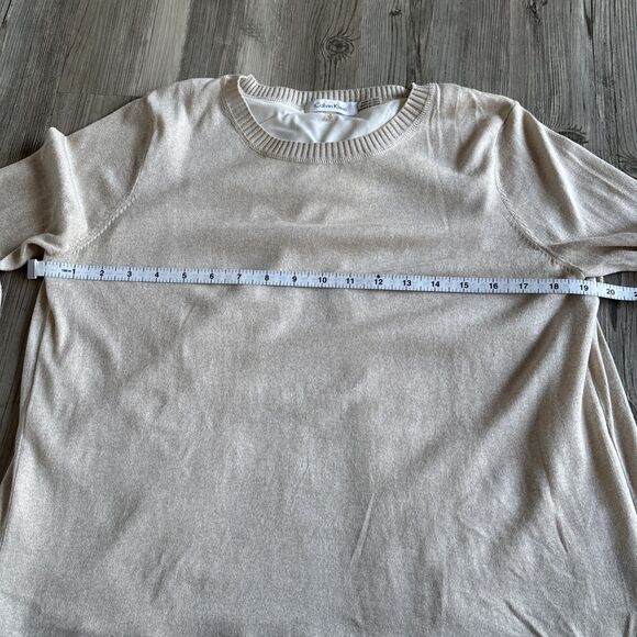 Calvin Klein Beige And White Layered Cotton Sweater - Size Small - Picture 6 of 9